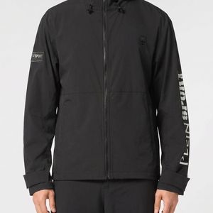 Philipp Plein Black Hooded Windbreaker for men