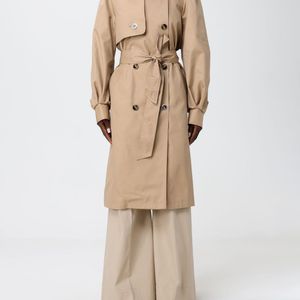 Twinset Natural Double-Breasted Cotton Blend Trench Coat