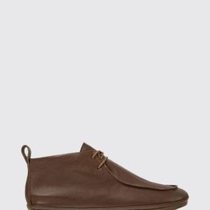 Camper Brown Right Nina Smooth Leather Desert Boots With Tie Fastening
