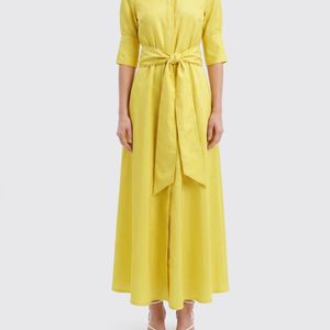 Sara Roka Yellow Crêpe Chemisier Dress