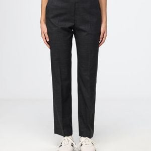 MSGM Black High-Waisted Straight Leg Wool Blend Trousers With Side Zip