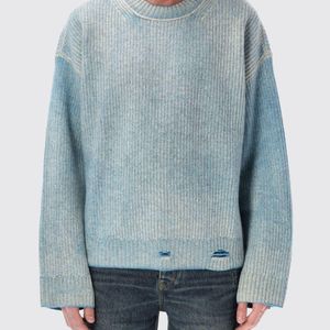 Represent Blue Wool Crew-Neck Pullover for men