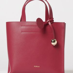 Furla Red Divide Small Tote Bag By With Double Handle And Charm