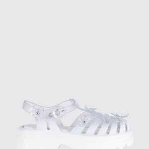 Melissa X Susan Fang White Possession Sakura Platform Sandals With Flower Appliqué