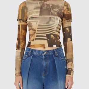 Jean Paul Gaultier Blue Printed Technical Fabric T-Shirts