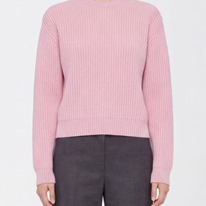 Jil Sander Pink Pure Wool Crewneck Jumper With Dropped Shoulders