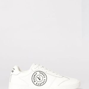 Versace Jeans Couture White Leather Sneakers With Printed Logo for men