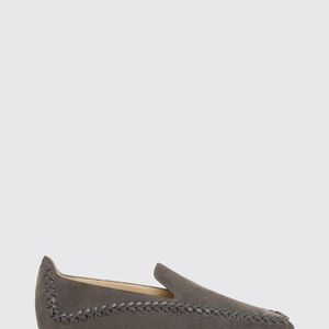 Giorgio Armani Grey Suede Loafers With Woven Stitching