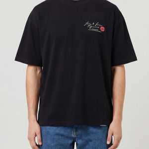 Represent Black Logo Cotton T-Shirt With Dropped Shoulders for men