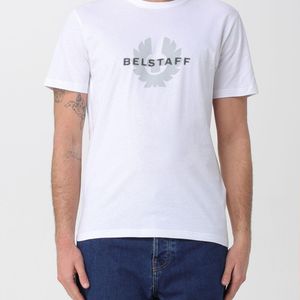 Belstaff White Surface Crew Neck T-Shirt With Logo for men