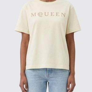 McQueen Natural Cotton T-Shirt With Logo