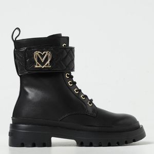 Love Moschino Black Laceup Quilted Ankle Boots