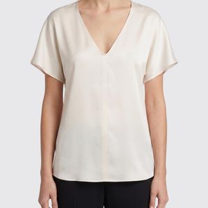 Alysi White Silk Satin Blouse