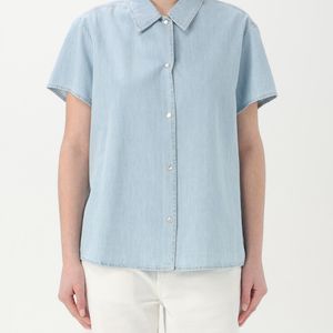 A.P.C. Blue Denim Shirt Short Sleeves Relaxed Fit