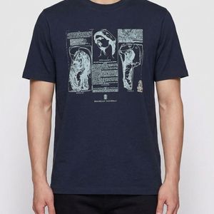 Brunello Cucinelli Blue Printed Cotton T-Shirt for men