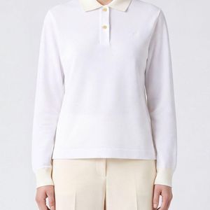 Jil Sander White Long-Sleeved Cotton Polo Shirt With Contrast Trims And Collar