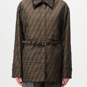 Fendi Black Canvas Jacket With All-Over Monogram