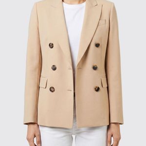 Alberto Biani Natural Slim Fit Double-Breasted Cady Blazer With Classic Lapels