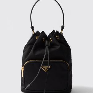 Prada Black Duet Re-Nylon And Saffiano Leather Bucket Bag