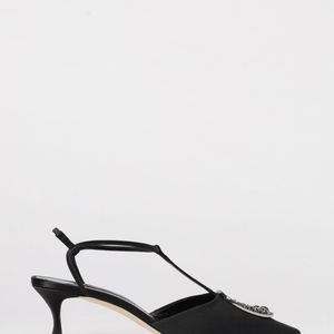 Manolo Blahnik Takal Twill Pumps With Jewel Buckle