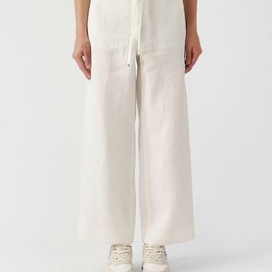 Max Mara White Linen Wide-Leg Trousers