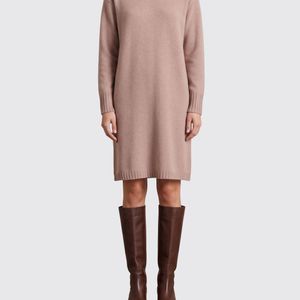 Fabiana Filippi Natural Wool, Silk And Cashmere Knit Turtleneck Mini Dress