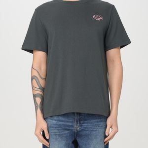 A.P.C. Grey Cotton T-Shirt With Logo for men