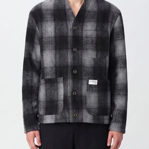 Fay Grey Tartan Virgin Wool Cardigan With V-Neck And Button Closure for men