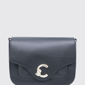 Coccinelle Grey C-Me Mini Pebbled Leather Crossbody Bag With Flap Closure