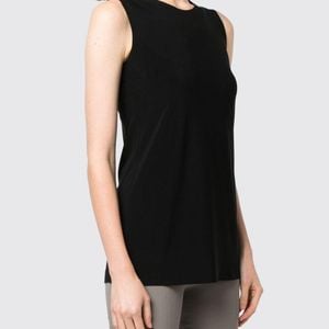 Norma Kamali Black Slim Fit Stretch Jersey Crew Neck Tank Top By