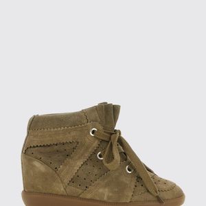 Isabel Marant Grey Bobby High-Top Suede Sneakers With Internal Wedge