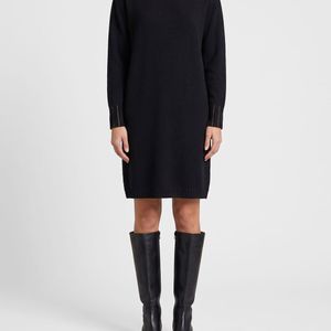 Fabiana Filippi Black Wool, Silk And Cashmere Knit Turtleneck Mini Dress
