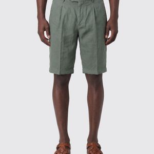 PT Torino Green Linen And Cotton Blend Chino Shorts for men