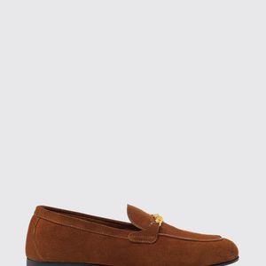 Versace Brown Suede Loafers With Medusa Bit