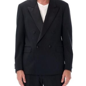 Lardini Blue Double-Breasted Virgin Wool Suit For Formal Occasions for men