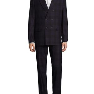 Brunello Cucinelli Blue Plaid Suit for men