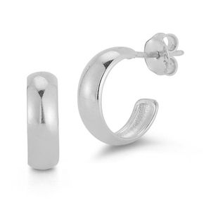 Chloe and Madison White Silver Polished Hoops