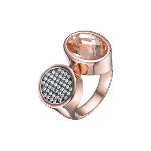Genevive Jewelry White 18k Rose Gold Vermeil Ring