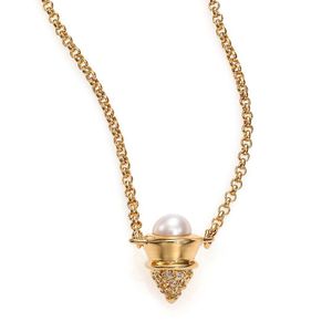 Eddie Borgo Metallic 4mm White Mabe Pearl & Pavé Crystal Cone Pendant Necklace