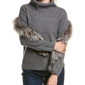 Meir Grey Cowl Cashmere Sweater
