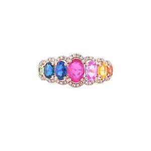 Diana M Pink . Fine Jewelry 14k Rose Gold 1.89 Ct. Tw. Diamond & Sapphire Ring