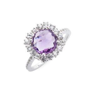 Suzanne Kalan Purple 0.40 Tcw White Sapphire & Amethyst 14k Bezel Ring