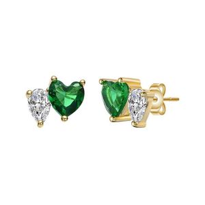 Genevive Jewelry Green 14K Plated Cz Stud Earrings