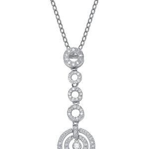 Genevive Jewelry Metallic Silver Cz Drop Necklace