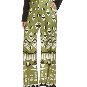 Gracia Green Geometric Print Wide Leg Pajama Pant