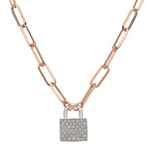 Meshmerise Metallic 18K Over 0.25 Ct. Tw. Diamond Padlock Necklace