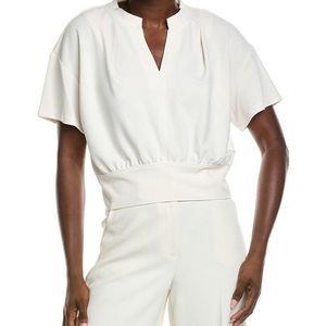 Kenneth Cole White Pleated Shoulder Blouse