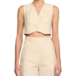 Sandro Natural Cangie Linen-Blend Top
