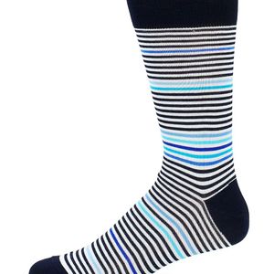 Bugatchi Blue Striped Crew Socks for men