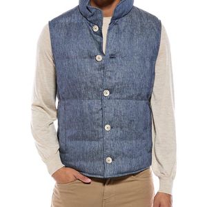 Brunello Cucinelli Blue Linen Vest for men